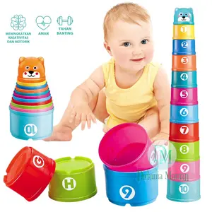 Mainan Edukasi Anak Cowok Cewek Toys Stacking Cup Sensory Play Susun Gelas Beraneka Warna Set Hadiah