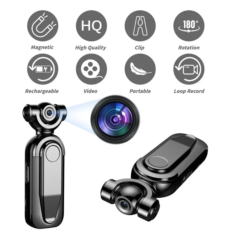 Magnetic Sports Camera, Wearable Magnetic Sports Camera, Clip-on Design Video Camera for Biking, Hiking, Hands-free Filming 3