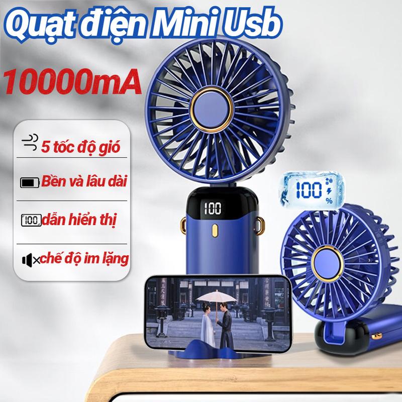  Quạt Cầm Tay Mini Có Thể Gập Lại Mới Với 5 Tốc Độ Chế Độ Sạc USB Có Màn Hình Đèn LED Và Dây Buộc Phụ Kiện Mobile quạt  cầm goojodoq gen 5 quạt  goojodoq gen 5 