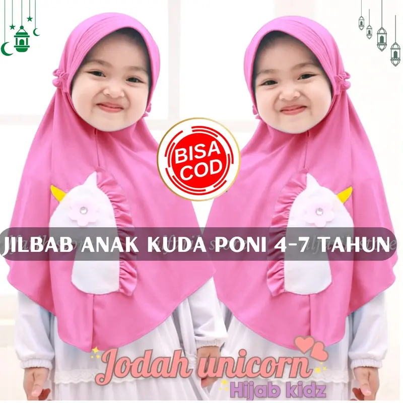 HIJAB ANAK KUDA PONI UMUR 4 SAMPAI 7 TAHUN/JILBAB ANAK MURAH Cantik Karet 4