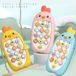 REDFIRE TOYS MAINAN EDUKASI DINI HP BAYI TELEPON LAMPU MUSIK GIGITAN BAYI SILIKON MESIN PENDIDIKAN Anak-Anak Pink