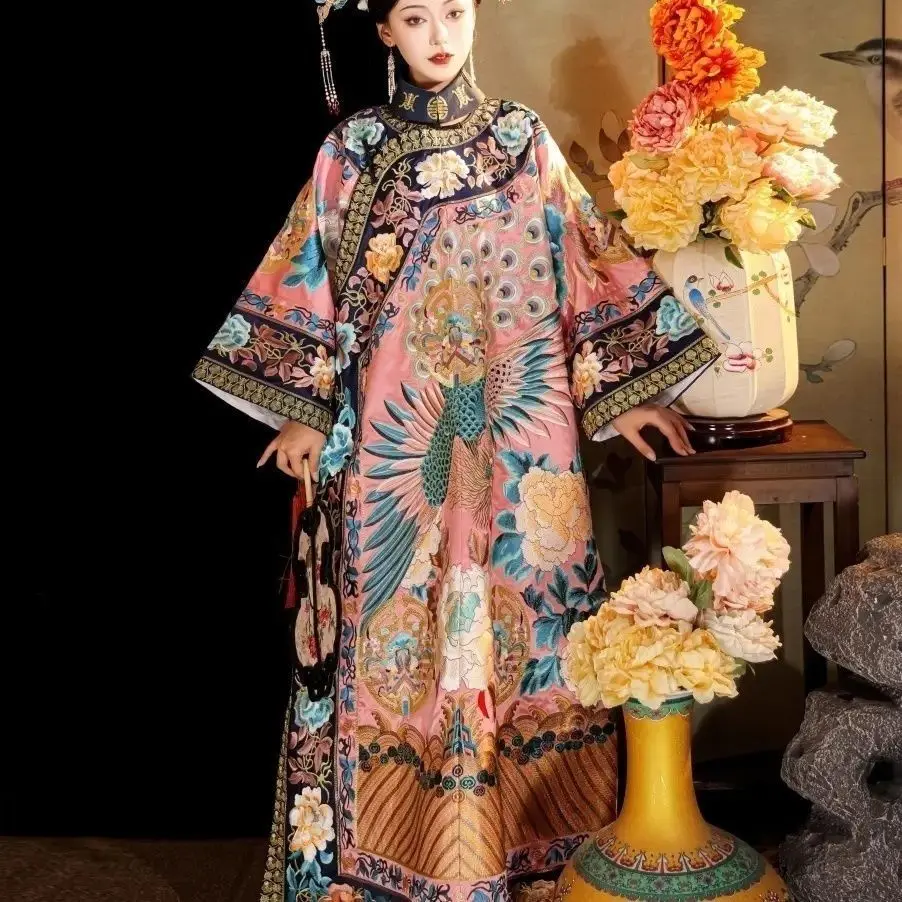Quần áo nữ Triều đại nhà Thanh Phượng hoàng lót nữ hoàng Cixi, Bộ đầy đủ in nặng, Thích hợp cho các chuyến đi và chụp ảnh bảo tàng Cung điện, Chính hãng