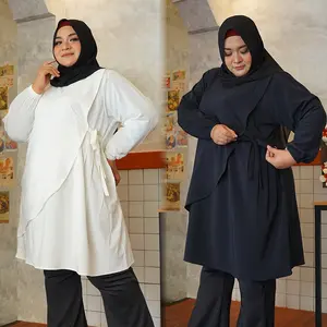 JUMI - Tunik Jumbo Polos Premium LD 116, 124, 134 & 144 cm | Baju Kuliah & Kerja | Renata Tunik Crinkle Airflow Tebal