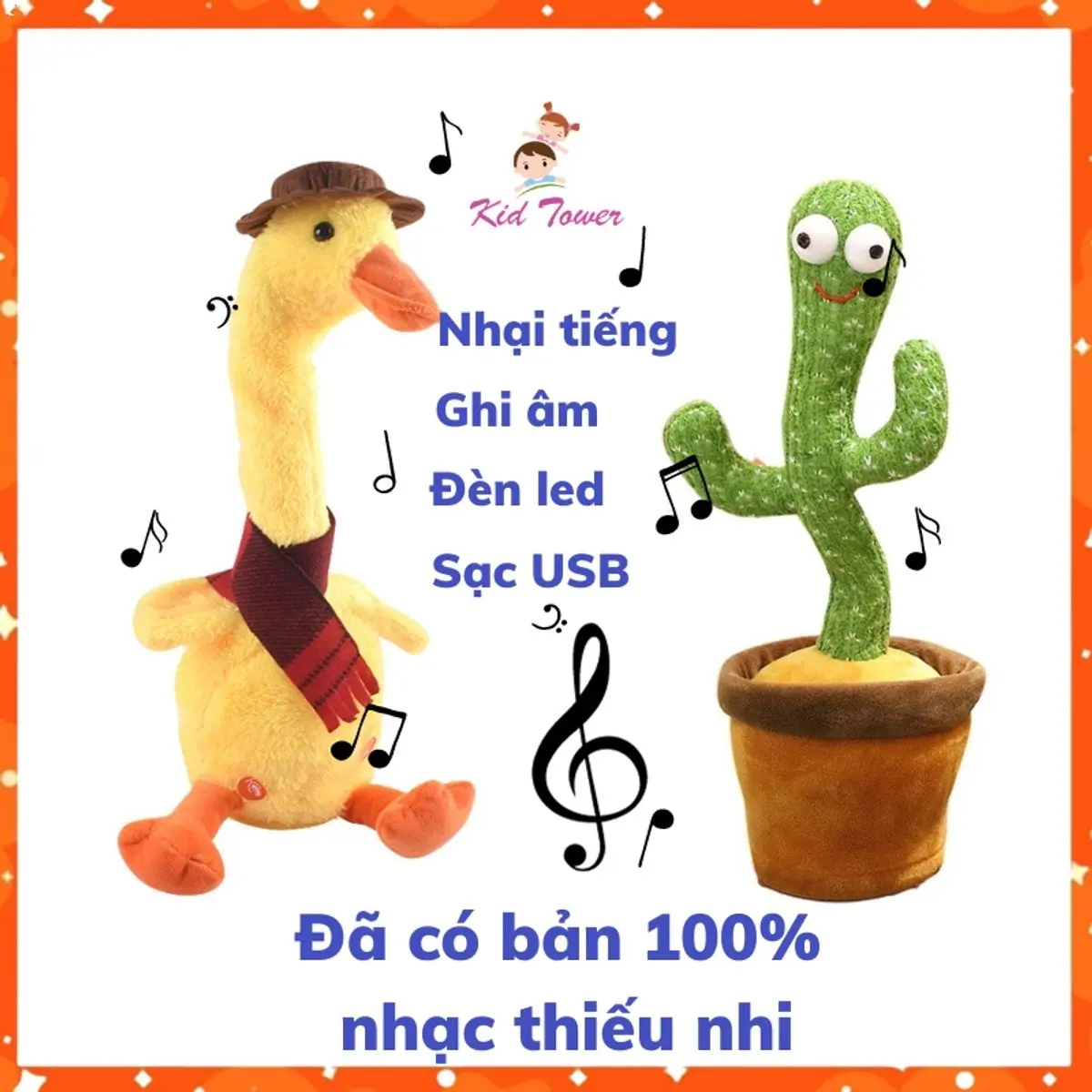 Đồ chơi Vịt Nhại Giọng biết nói biết nhảy hát Tiếng Việt loại dùng sạc USB có đèn led cho bé