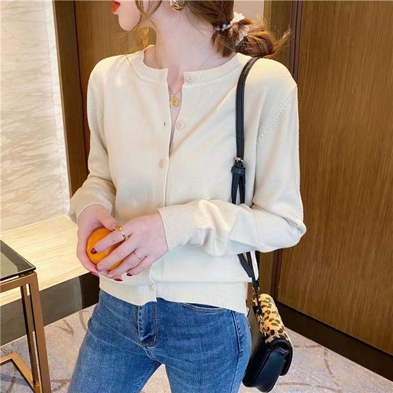 Product Introduction of Áo Cardigan Dệt Kim, Áo Khoác Phù Hợp Bên Ngoài Mỏng Mùa Thu, Dành Cho Nữ, Hàng Mới Về 2023, Áo Len, Ngắn Và Rộng, Màu Đen, Cổ Tròn, Áo Dài Tay 22