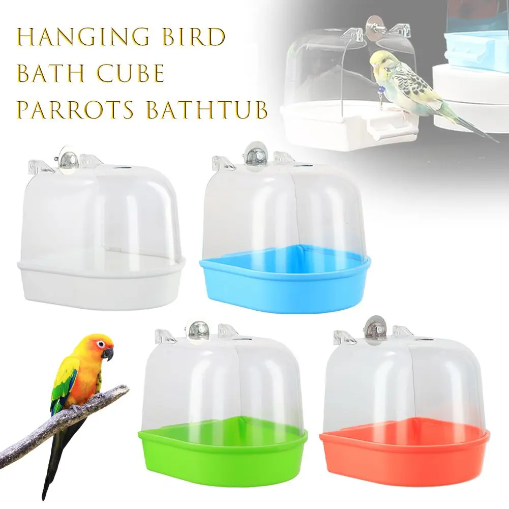 Hanging Bird Bath Cube Parrots Bathtub Hanging Bird Bath Box, Parakeet Shower Caged ,Parrot Z2P8
