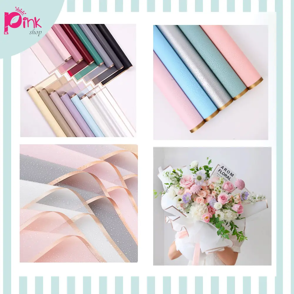 Giấy Gói Viền Đồng Cao Cấp Bóng Mờ Phong Cách Hàn Quốc Loại 1 - 58cm x 58cm - PK0004
