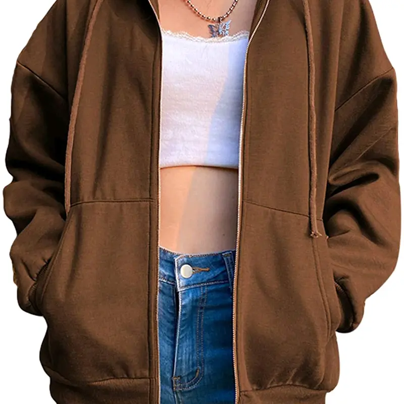 JAKET Hoodie Zipper pria wanita polos Lembut Panjang Sweater Keren Hitam 8