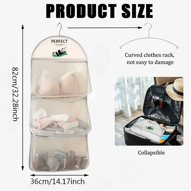 Multi-layer Mesh Hanging Storage Bag, Hanging Storage Bag for Bra & Underwear & Socks, Household Storage Organizer for Door & Wall & Closet, Hangable 5