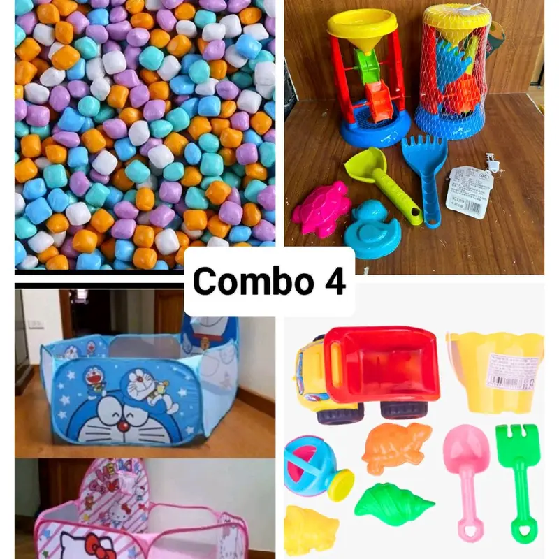 Combo 4 gồm : 2kg hạt sứ + quây 1m2 + bộ xe chở cát + bộ tháp, xô và đồ xúc cát 0