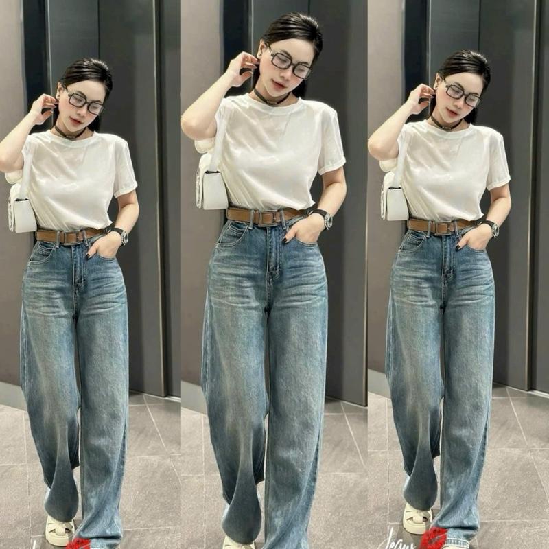 KANG (S-2Xl) Quần Jeans Suông Rộng Màu Lạ dơ nhẹ Chất jeans mềm K3242 0