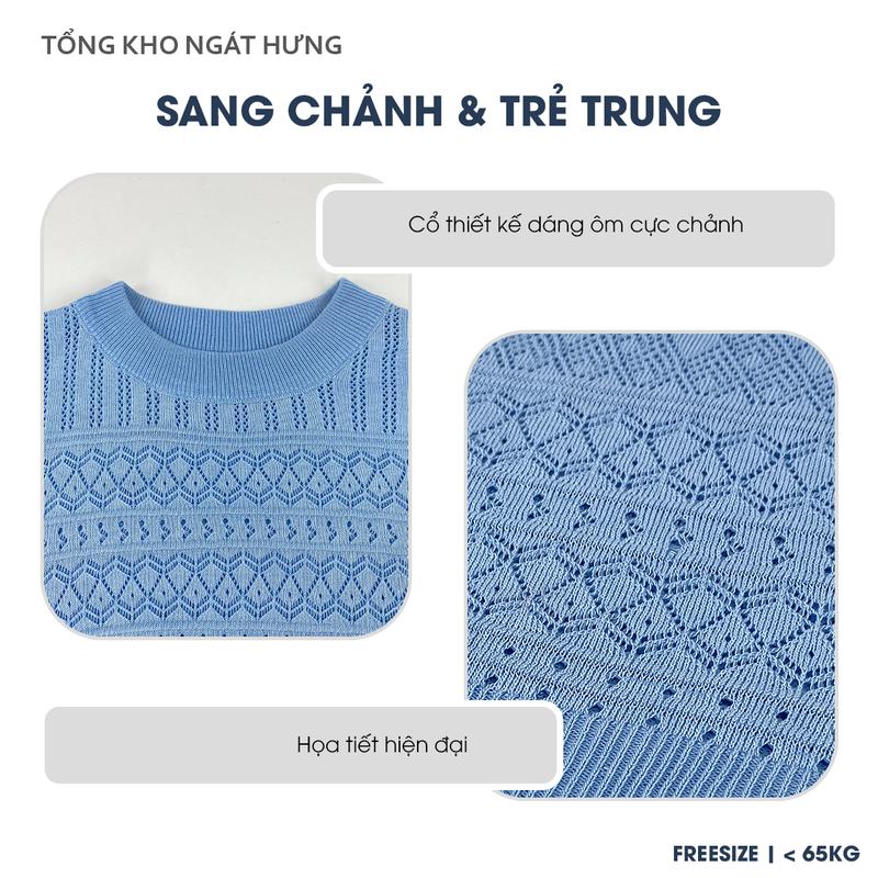 Áo Nữ Thiết Kế Mùa Hè, Họa Tiết Kẻ Sọc Kim Cương, Cổ Tròn Hàng Loại 1 Nữ Women Kem Top Nhung Thoáng khí 3