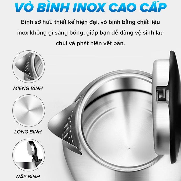 [ASANZO] ẤM ĐIỆN ĐUN NƯỚC SIÊU TỐC 1.8L 1500W - SK-1800 - Chính Hãng Bảo Hành 6 Tháng Bình Đun Nước Ấm Siêu Tốc Đun Siêu Tốc Inox Đun Siêu Tốc Inox 5