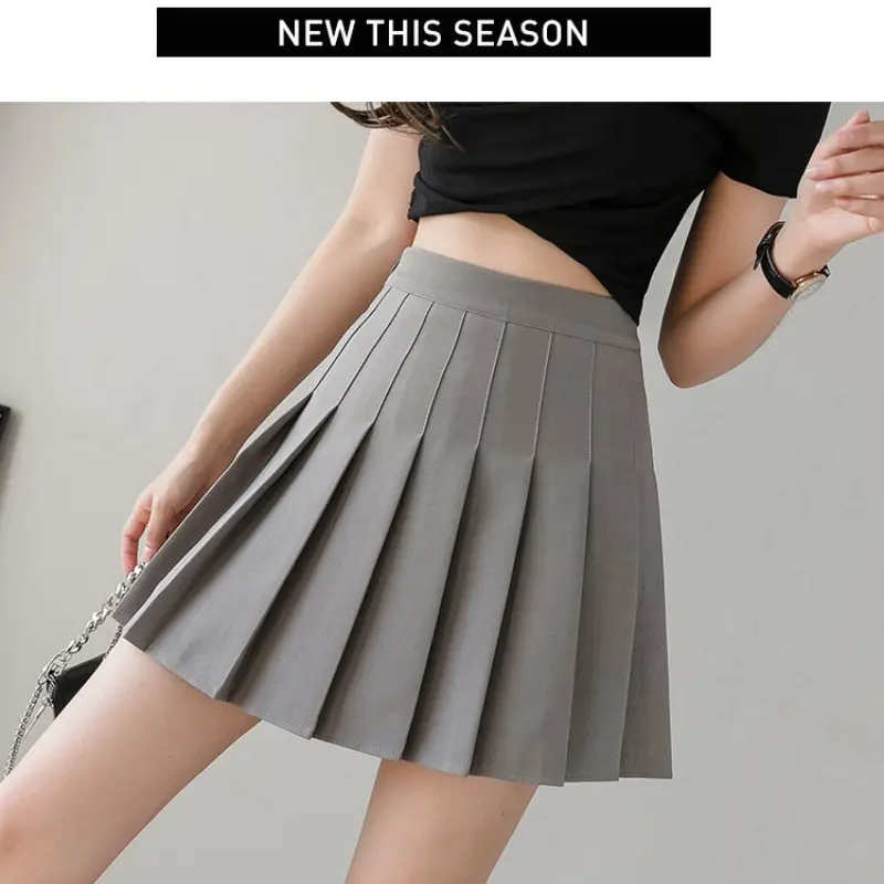 Chân Váy Đồng Phục JK, Chân Váy Cạp Cao, Chân Váy Nửa Chống Trượt, Chân Váy Chữ A, Thích Hợp Cho Mùa Xuân Và Mùa Hè, Bán Chạy, Chân Váy Gấp 100