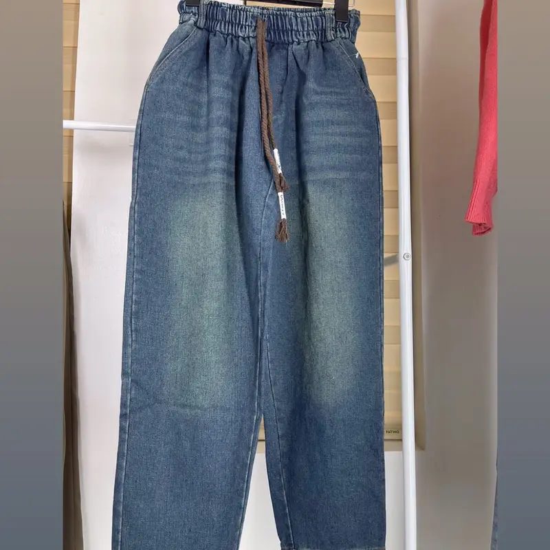 Có BigSize.  Quần jean bagyy nữ Fom thụng cạp cao [ bản có rách] chất vải mền mịn không xù giặt máy giặt không phai Chất vải loại 1  Fom dáng đẹp Pants Có Túi Ươmen 7