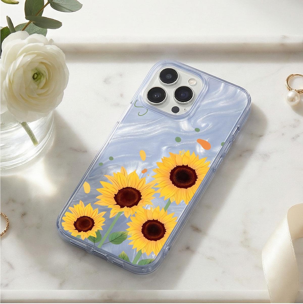 bunga matahari Casing hp untuk iPhone 17 PRO MAX 17 AIR 16 PLUS 16 15 14 13 12 11 7P 8+ 8 7 6P 6 XS MAX XR X=XS silikon phone case terbaru aesthetic softcase lucu estetik mewah premium shockproof transparan cover