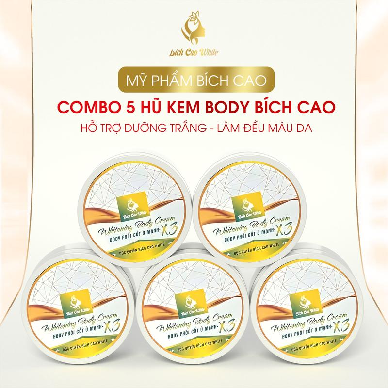 Sĩ 5 Hộp Kem Body Bích Cao White 200gr Hỗ Trợ Dưỡng Trắng Làm Đều Màu Da, Hỗ Trợ Dưỡng Ẩm Da.