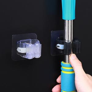Pemegang Mop, Disikat Bilik Mandi, Cangkuk Pelekat, Tiada Tebuk, Tiada Jejak, Tiada Kuku, Klip Mop Kuat Berus Supplies stoking bilik air penyangkut pakaian & cangkuk wardrobes penyangkut pakaian & cangkuk coli balkoni white powder