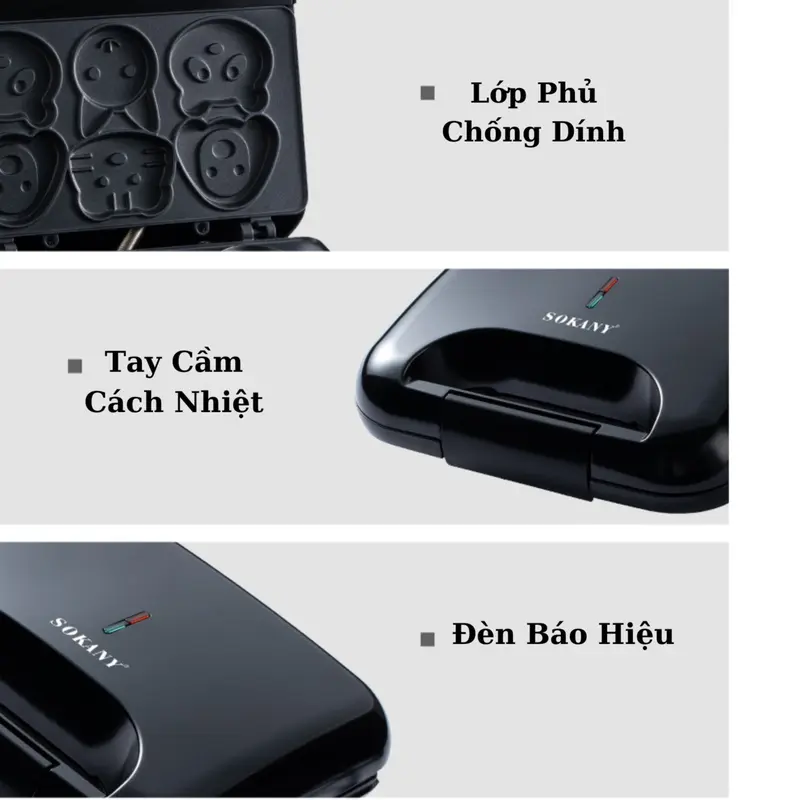 Máy làm bánh khuôn 6 hình động vật Máy làm bữa sáng cho bé sokany 08005, Máy làm bánh cho bé Voi 8