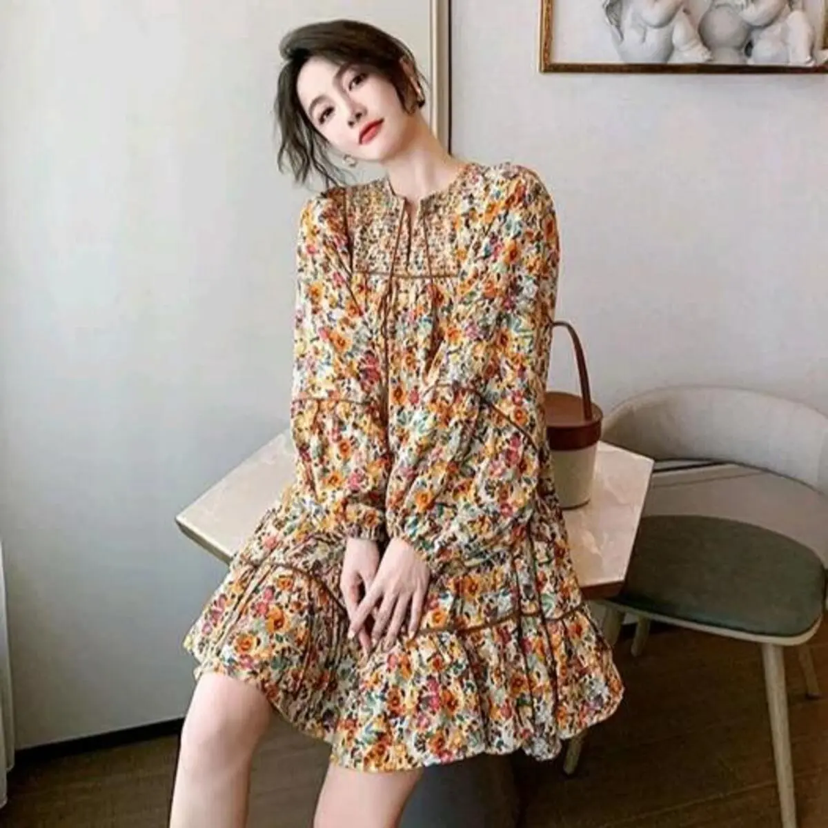 TM 1804 Dress Wanita Montana Floral Babydoll Crepe