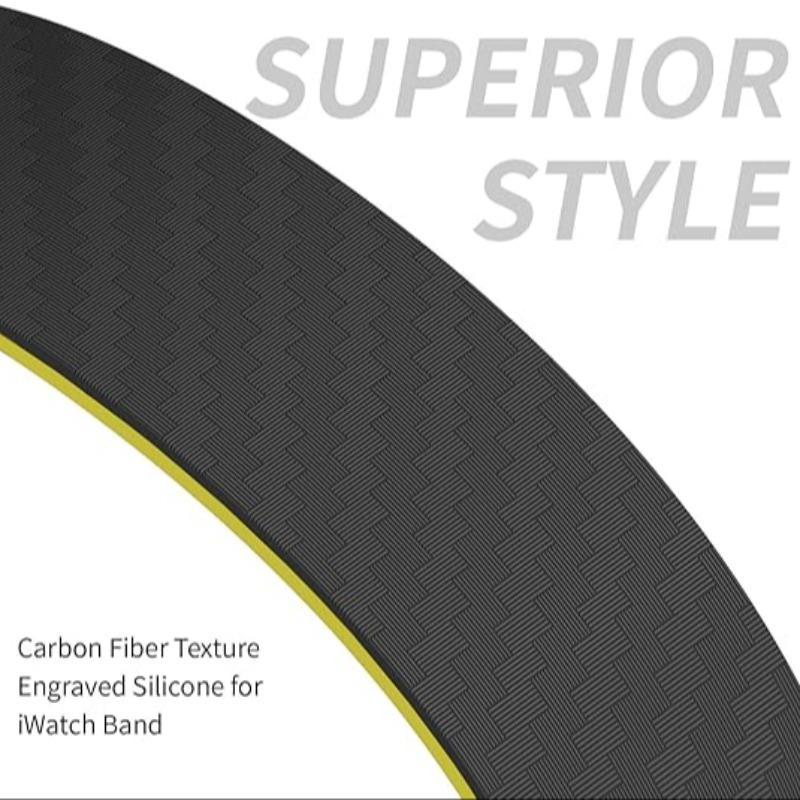 Carbon Fiber Silicone Watch Band, 1 Count Magnetic Dual Color Watch Band, Smart Watch Accessories Compatible with Apple Watch Series 9/8/7/6/5/4/3/2/1/SE, Wearable 4