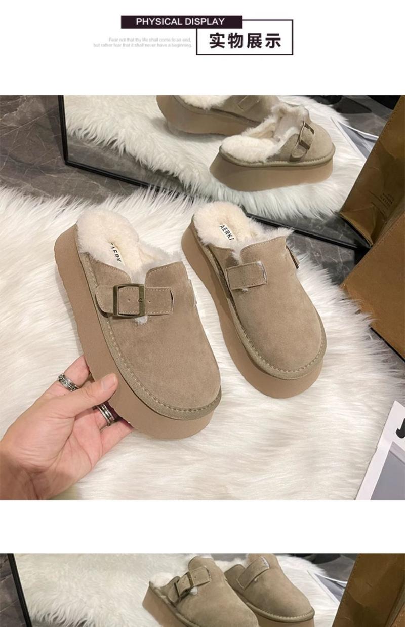 Product Introduction of Dép Lê Bên Ngoài Nữ, Furry, Tăng Chiều Cao, Boken Mới, Bít Mũi, Lót Lông Cừu Lười, Ấm Áp, Đế Lười, 20242024 13