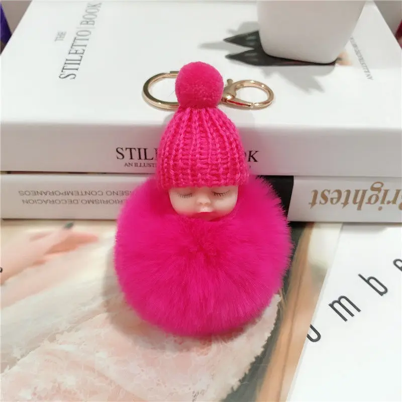 HOSP Gantungan Kunci Boneka Baby Lucu Baru Dobel Bahan Bulu Halus & Lembut Warna Gold Cocok untuk Tas Mobil atau Motor Gantungan Kunci Rumah Elegan dan Cantik 6