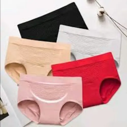 Celana Dalam Wanita Briefs Elastis Seamless Mid Waist Bahan Katun Dewasa
