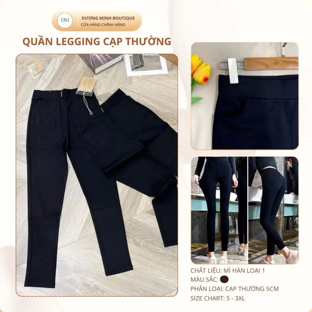 [Mẫu Mới] Quần Legging Cạp Vừa Chất Mì Hàn Không Bai Không Xù Lên Chuẩn phom - DươngMinh Shop - Nữ
