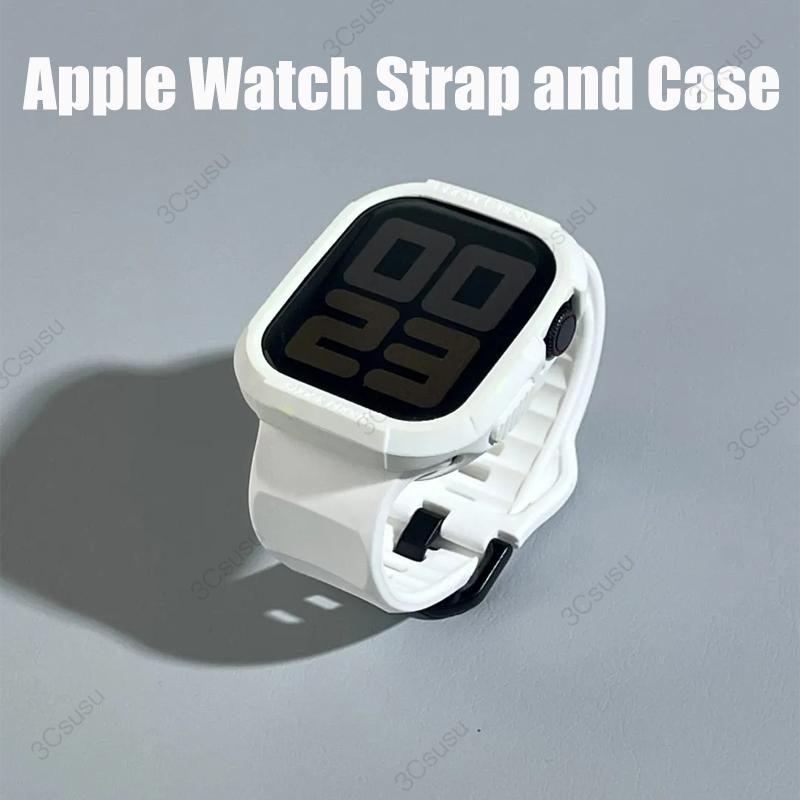 Ốp Silicon Có Dây Đeo Dành Cho Apple Watch Dòng 10 Tương Thích Với Các Mẫu 46mm 9 45mm 41mm 8 7 Dành Cho Iwatch Ultra 2 Dòng 6 5 4 3 2 1 44mm 42mm 40mm 38mm SE Vòng Đeo Tay Vỏ Bảo Vệ Làm Bằng Chất Liệu TPU Smartwatch