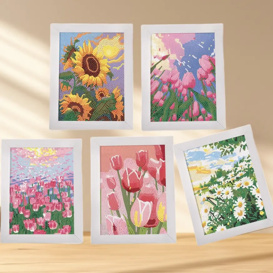 DIY23*18CM diamond oil painting hand painted with frame table wall decoration or couples birthday gift for children
