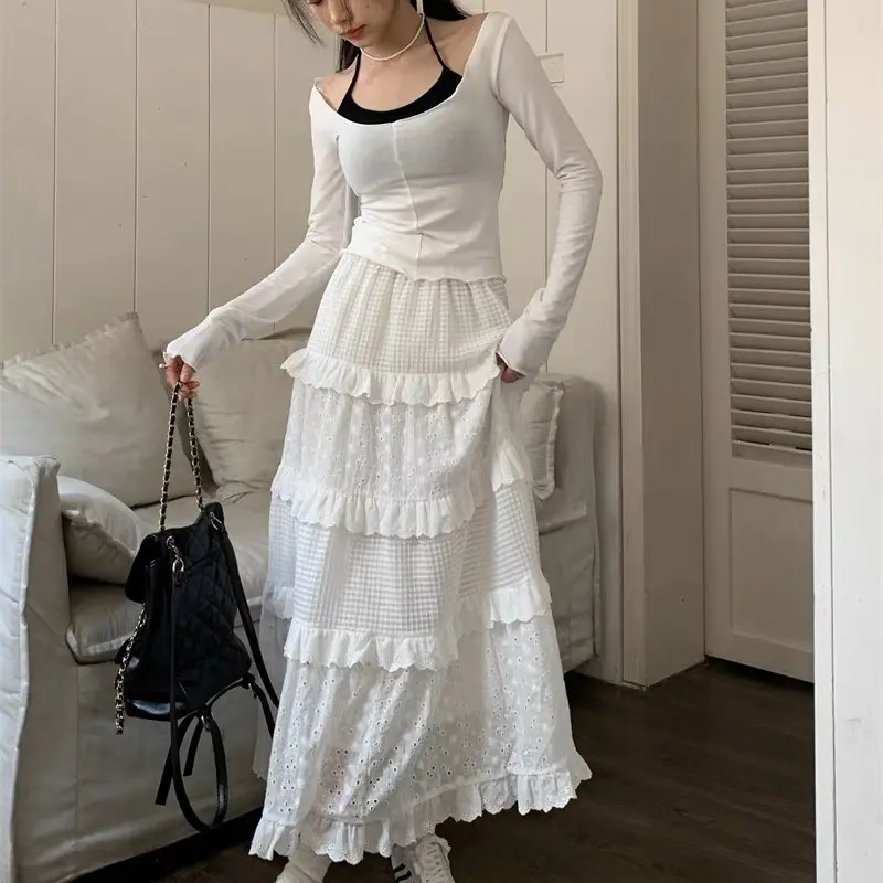Chân váy midi xòe tầng, phong cách tiểu thư, bánh bèo xinh, dễ phối, nhẹ nhàng, nữ tính