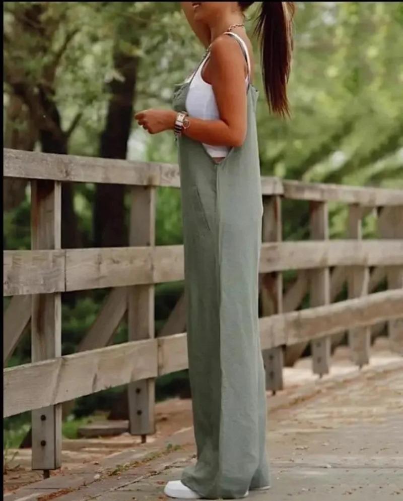 Product Introduction of Oversized S-5XL Women Loose Overalls Summer Fashion Female Sleeveless Wide Leg Pant Suits 7