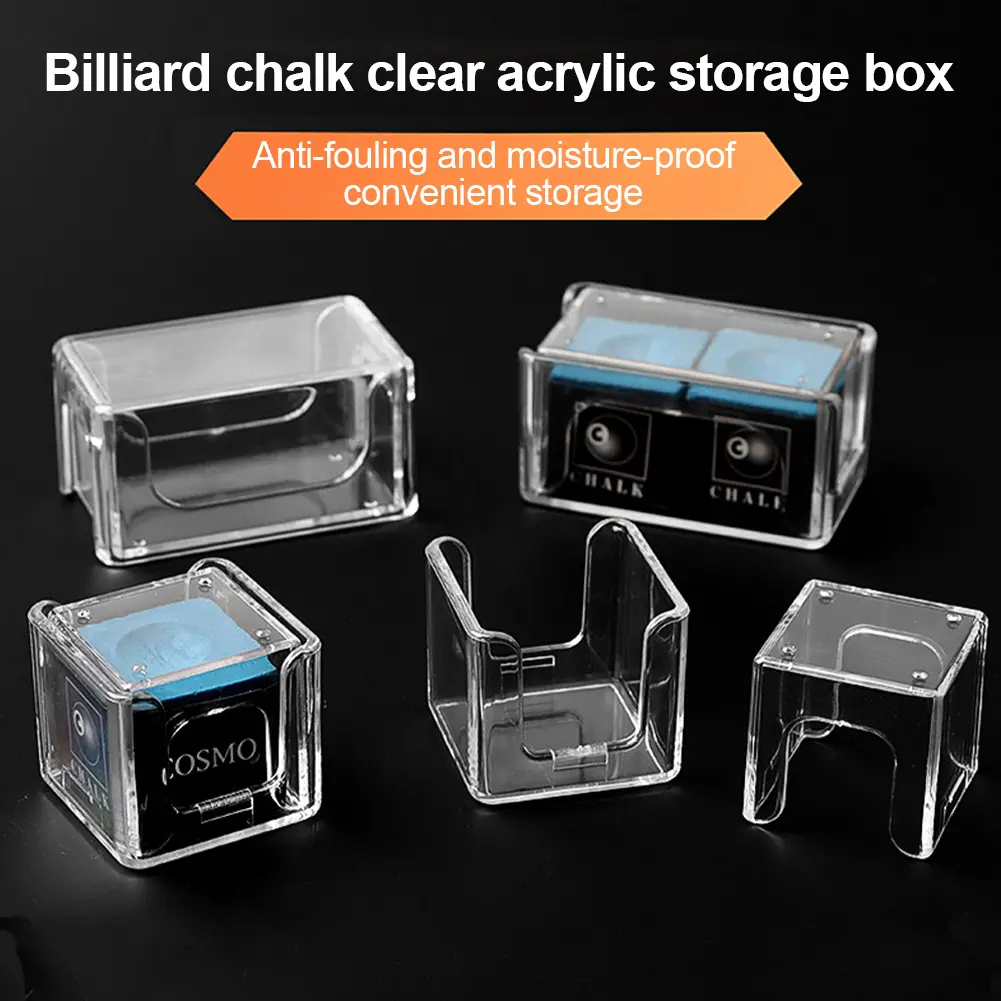 Hộp Bảo Vệ Phấn Acrylic Trong Suốt, SH, Chống Bám Bẩn, Chống Ẩm, Thích Hợp Cho Một Hoặc Hai Bột Sô Cô La, Có Ngăn Đựng, Đồ Dùng Bi-a, # 467003