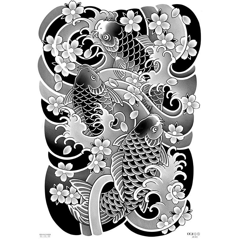  Hình Xăm Dán Full Lưng Cá Chép Nhật Cổ Bền 15 Ngày 34x48cm Chống Nước Unisex 