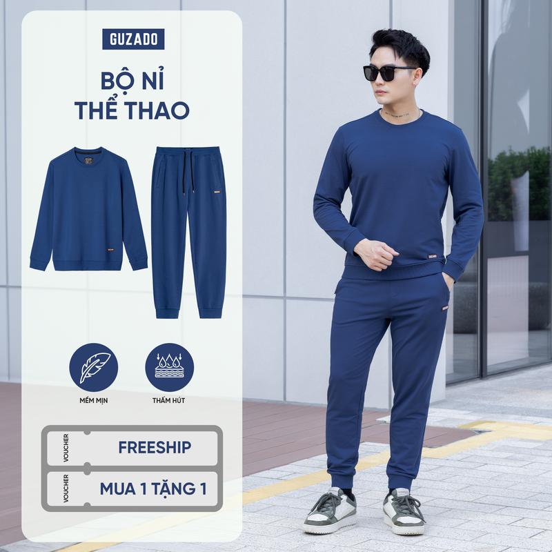 GUZADO - Bộ Thể Thao Nam Chất Nỉ Mềm Mịn Sport Thoải Mái Ấm Áp Cho Mùa Đông GBN01