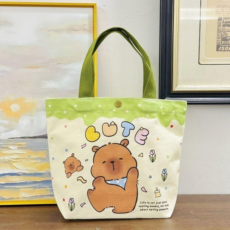 Túi Bucket Vải Bố Capybara, Năm 2025, Thích Hợp Cho Sinh Nhật Bé Gái, Túi Ăn Trưa, Túi Cầm Tay Nhỏ Túi Tote Cầm Tay Dễ Thương, Kapibala, Được Xếp Hạng 93% Tích Cực 4