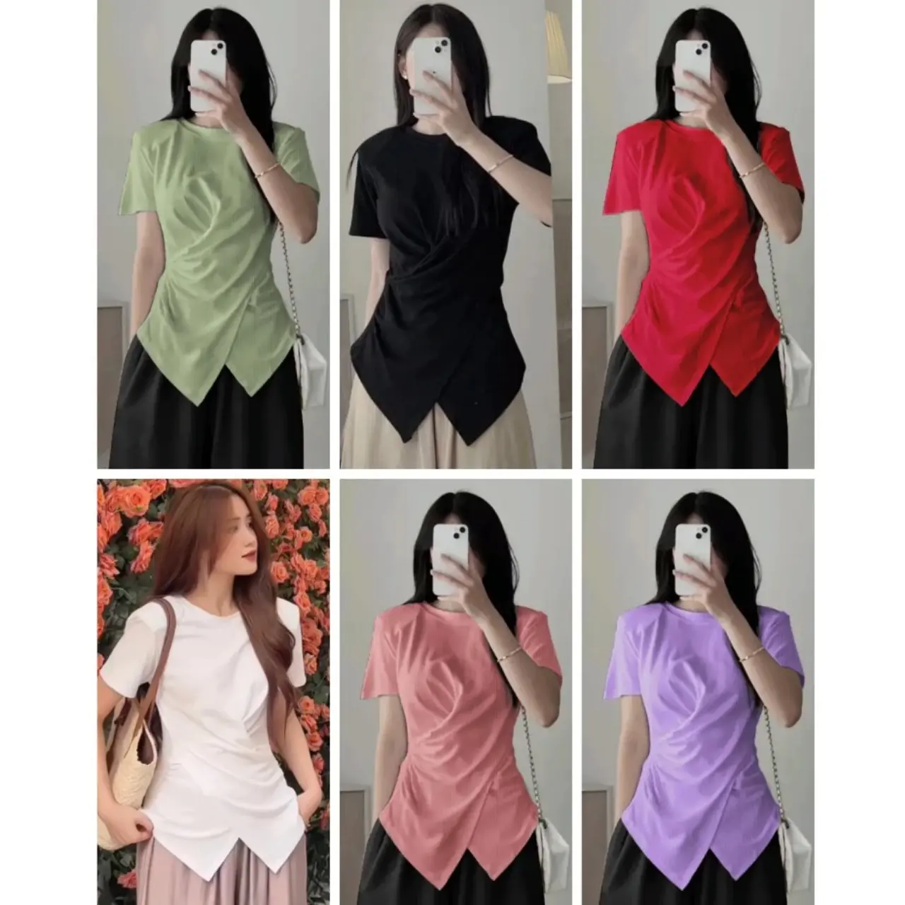 Áo Thun Nữ Xoắn Eo, Co Giãn 4 Chiều, Bigsize 50-95kg - Top Nữ - Cổ Tròn, Women aochay  pho
