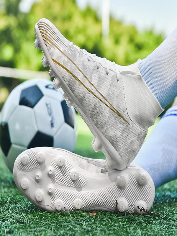 New Arrival Summer Striped High Top Professional Soccer Shoes, Lace Up Non-slip Sneakers for Training Match Practice, Athletic Sports Shoes for All Seasons 6