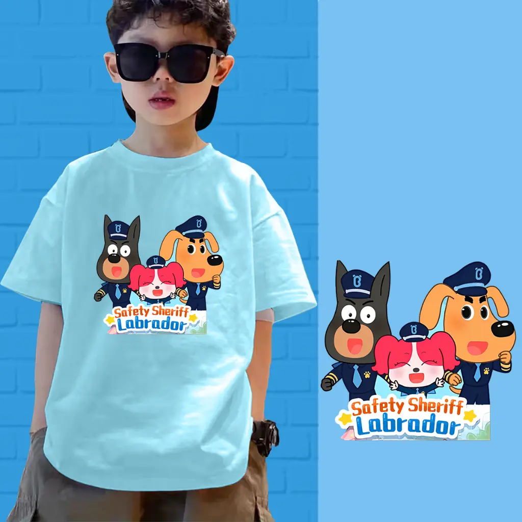 Children's T-shirt sheriff labrador Children's T-shirt NO.048 casual funny couple short sleeve men and women