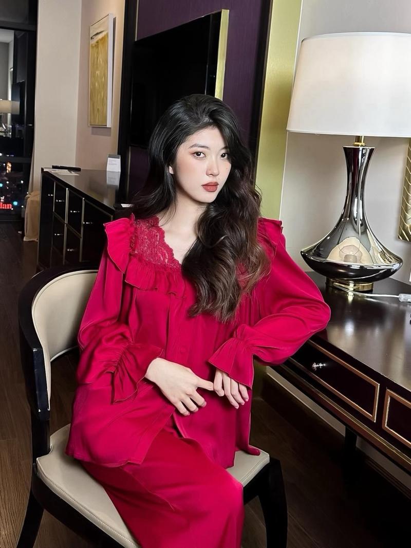 Product Introduction of Sét đồ ngủ pijama cổ bèo tiểu thư tay dài chất lụa latin mềm mịn mát về 5 màu siêu xinh (freesize 40-60kg) Nữ Women Voi 22