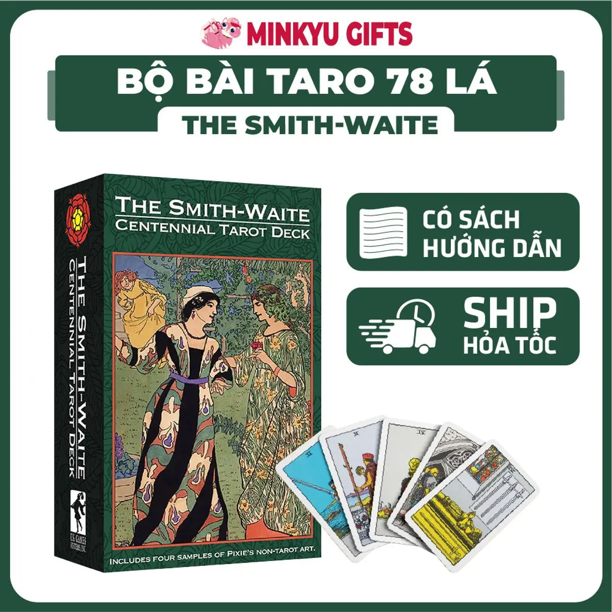 Bộ Bài Tarot Smith-Waite Centennial 78 Lá Đầy Đủ, Có Hướng Dẫn, Hộp Nhỏ Gọn,Cao Cấp