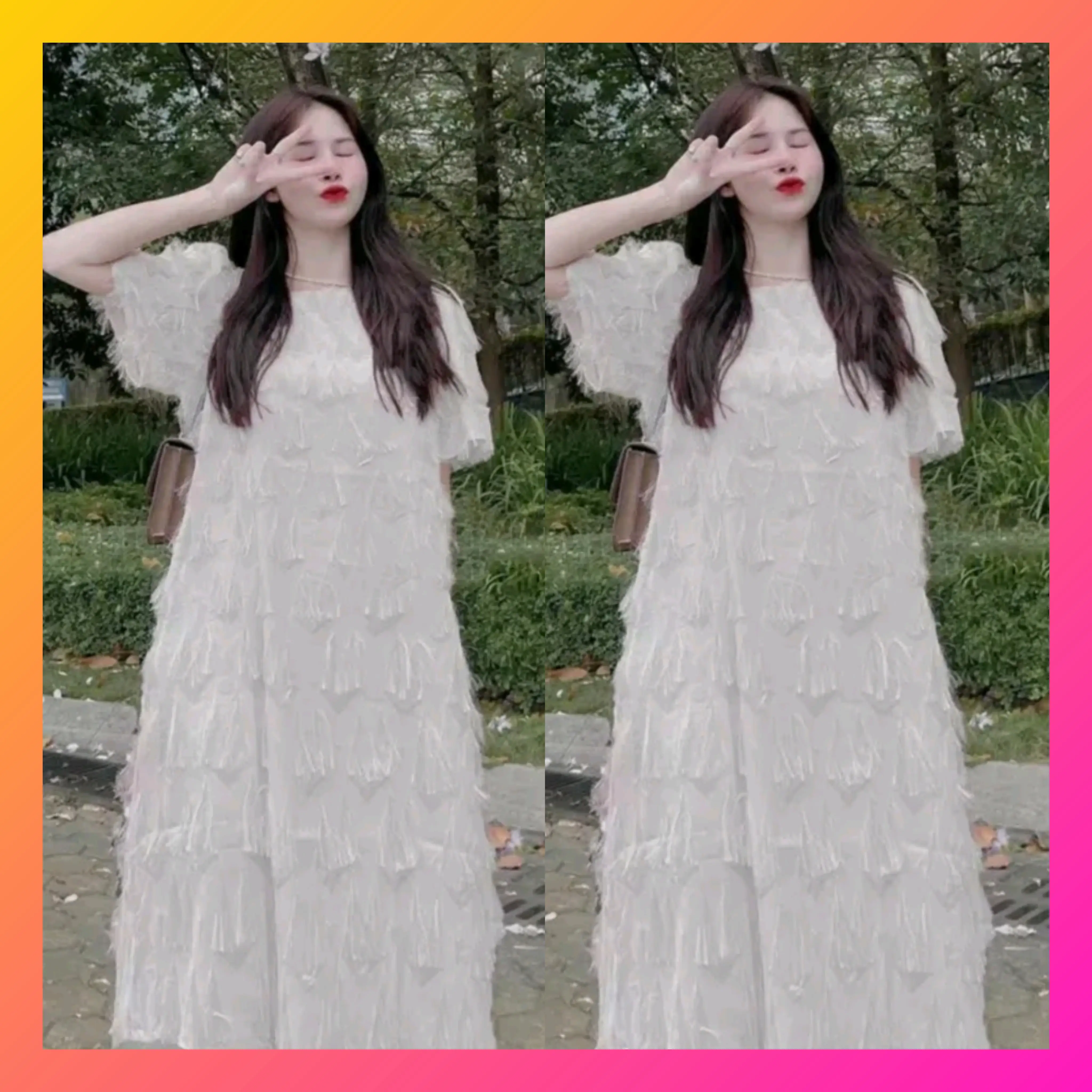 Váy Bầu Dáng Dài Thời Trang Thiết Kế Công Sở Xinh Xắn Mặc Đi Chơi Dự Tiệc Nữ Dress Women Hồng