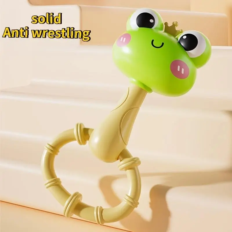 Cute Frog Design Hand Rattle Sensory Toy, Baby Teething Toy, Baby Sound Toy, Educational Toy for Newborn Baby, Hand Eye Coordination Toy 3