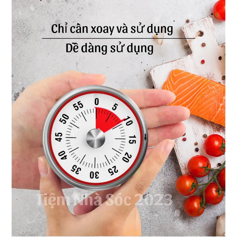 Đồng hồ đếm ngược Mechanical Timer,Đồng hồ hẹn giờ đếm ngược loại lớn 8cm giúp trẻ làm quen thời gian 8