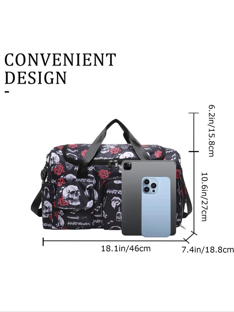 Product Introduction of Pumpkin Ghost Pattern Travel Bag, Large Capacity Duffel Bag, Waterproof Overnight Travel Bag, Portable Weekender Bag for Business Travel Sports Fitness 1