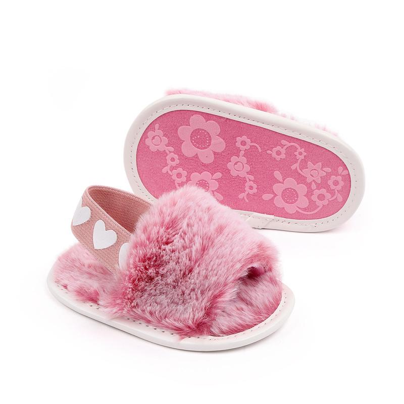 Product Introduction of 0-1 Year Old Elastic Baby Sandals Fashion Hairy Sandals Sneakers 8