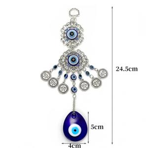 Loket Gantung Dinding Mata Jahat, Warna Biru Turki, Jimat, Pesona Bertuah, Hadiah Perlindungan Berkat, Tangan Hamsa, Bunga, Hiasan Rumah