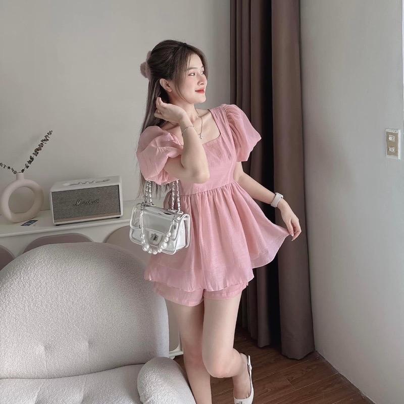 Set áo babydoll thắt nơ sau