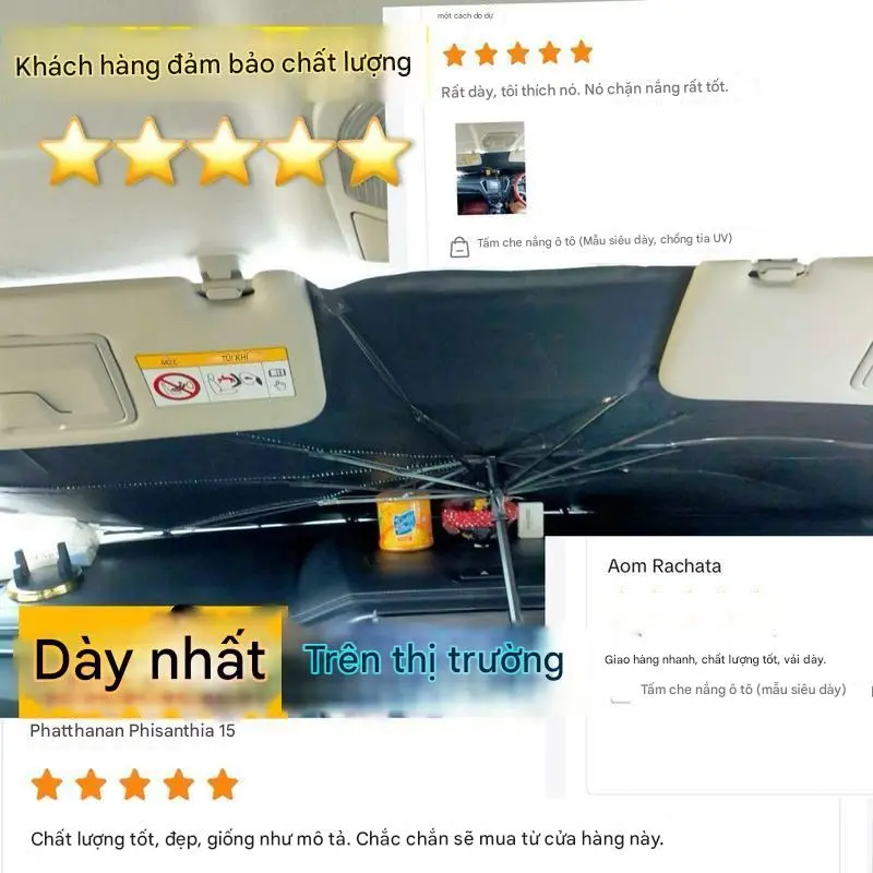 Tấm che nắng ô tô (Mẫu siêu dày, chống tia UV) Có thể sử dụng với tất cả các mẫu. Dày hơn so với thị trường, chống tia UV và chịu nhiệt thực sự, 100% như hình ảnh hiển thị. 1